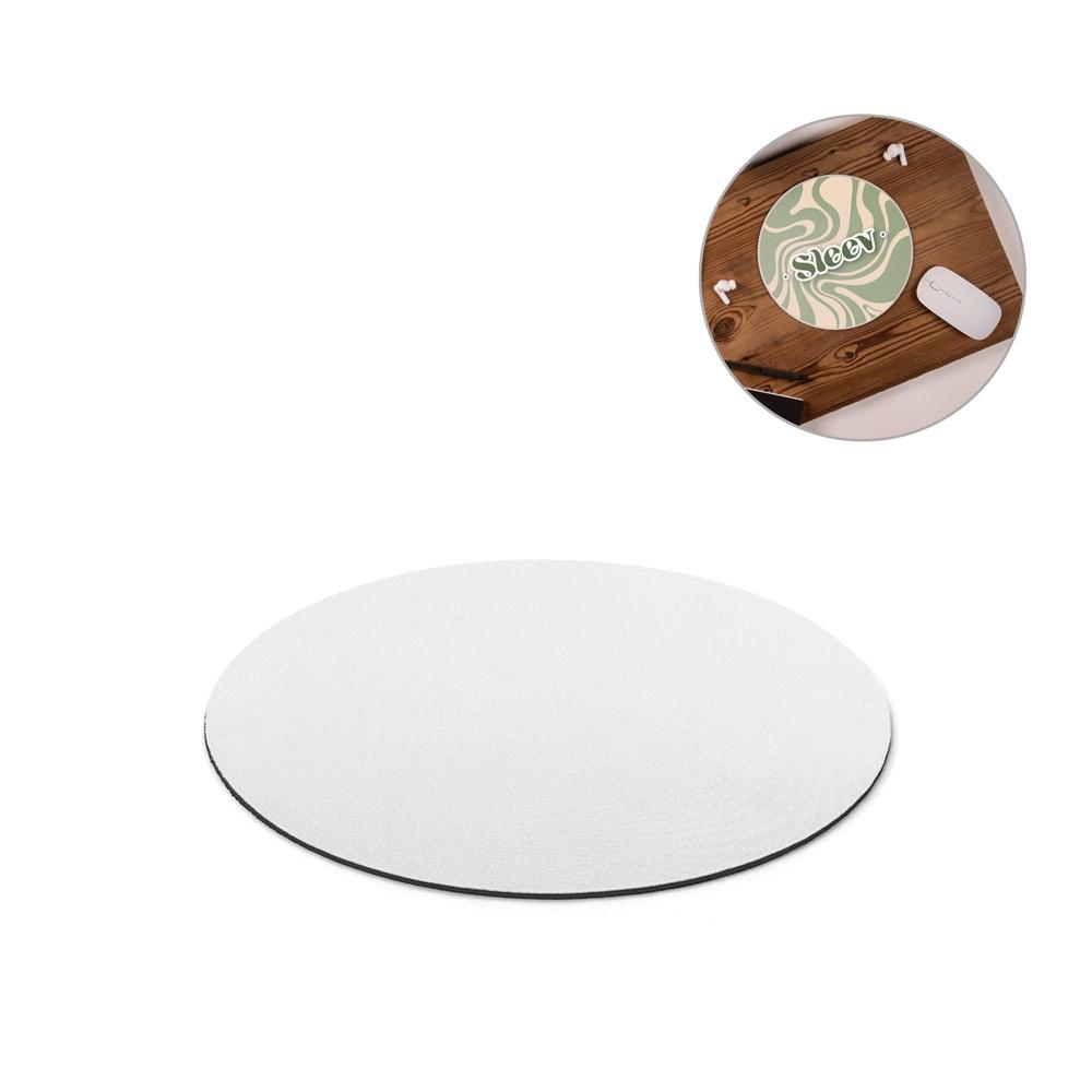 Mouse pad rotund Blair Round, bază cauciuc Alb