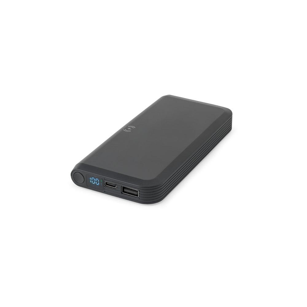 Power bank Becker 10 din ABS reciclat rABS, 10.000 mAh, wireless 15W Negru