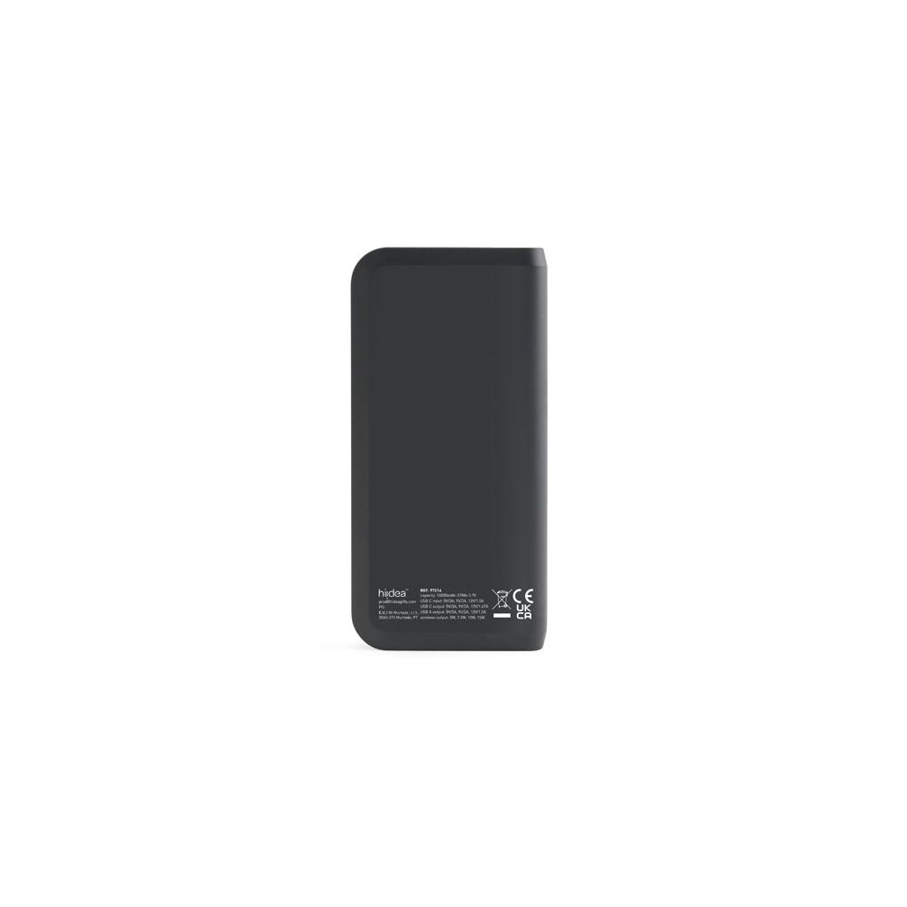 Power bank Becker 10 din ABS reciclat rABS, 10.000 mAh, wireless 15W Negru