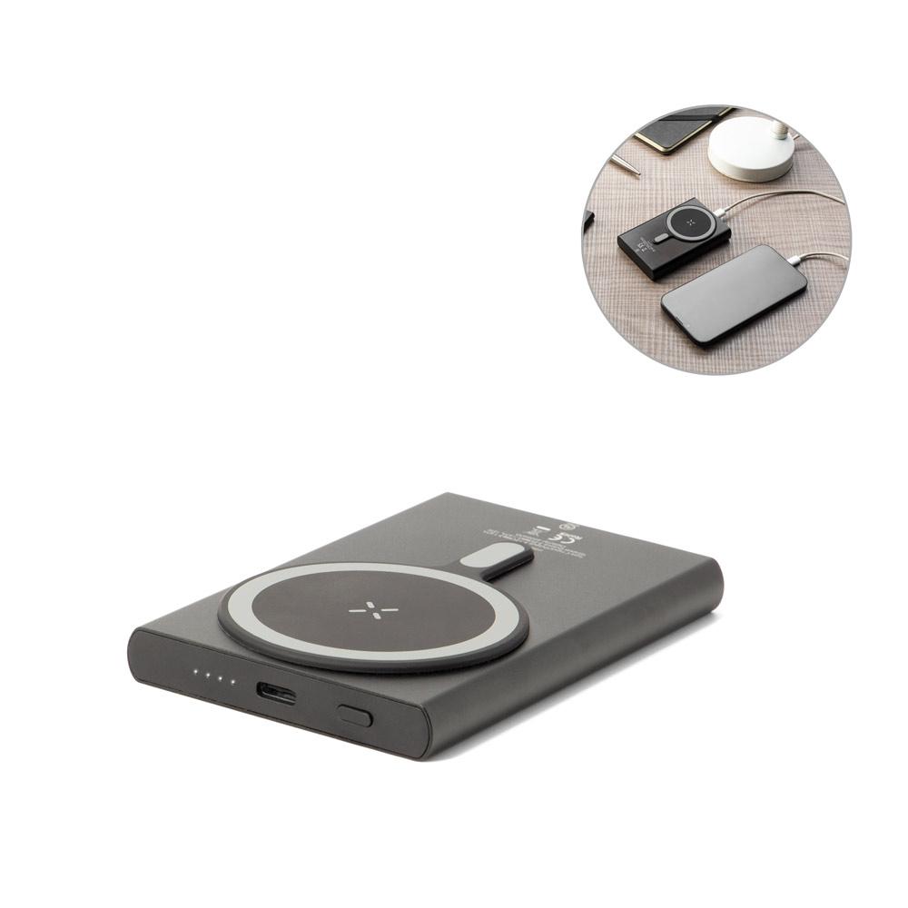Baterie externă magnetică Wright 5 din aluminiu și ABS reciclat, 5.000 mAh Negru