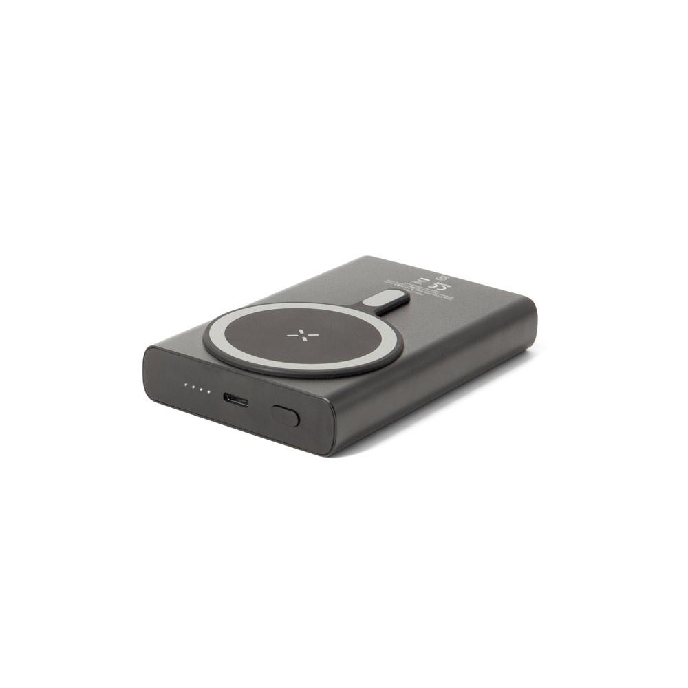 Baterie externă magnetică Wright 10 din aluminiu și ABS reciclat, 10.000 mAh Negru