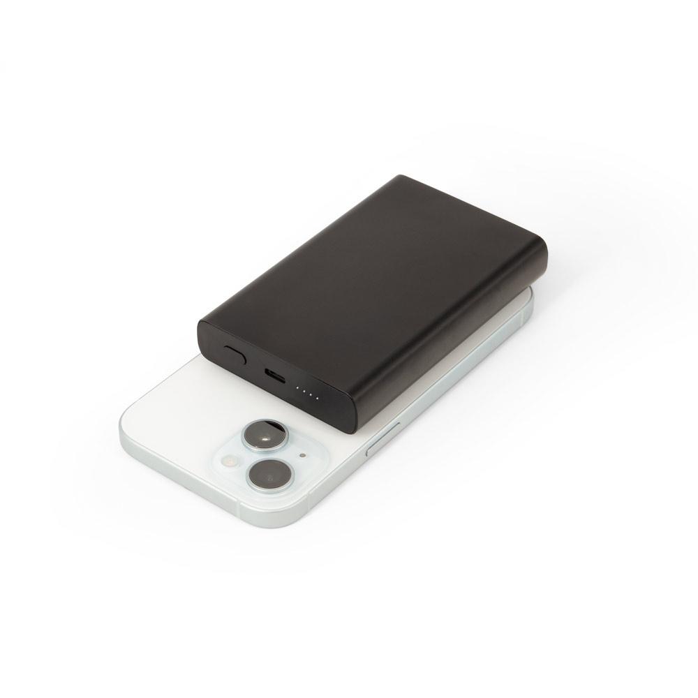 Baterie externă magnetică Wright 10 din aluminiu și ABS reciclat, 10.000 mAh Negru