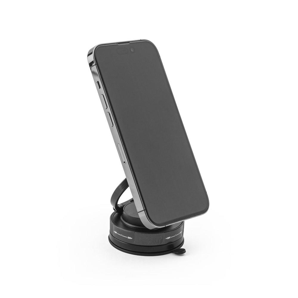 Suport magnetic telefon Kepler, fixare prin vid, rotație 360º Negru