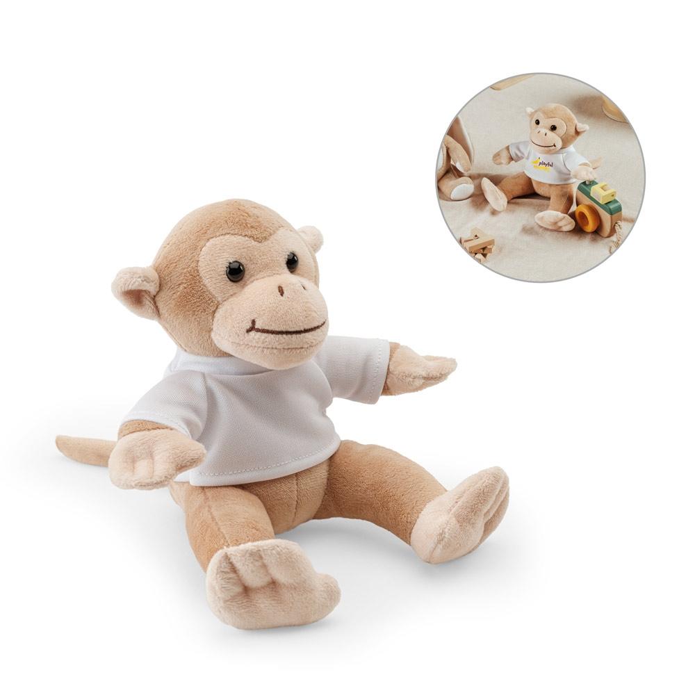 Jucărie pluș Monky, maimuță cu tricou Maro deschis