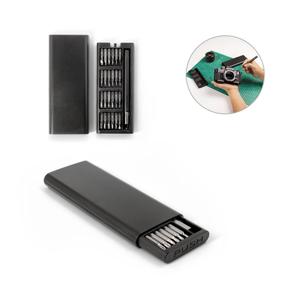 Set șurubelnițe Atom cu vârfuri magnetice, oțel carbon Negru