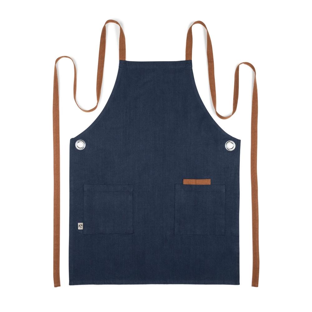 Șorț Cardamom din bumbac și poliester reciclat, 220 g/m² Albastru marin