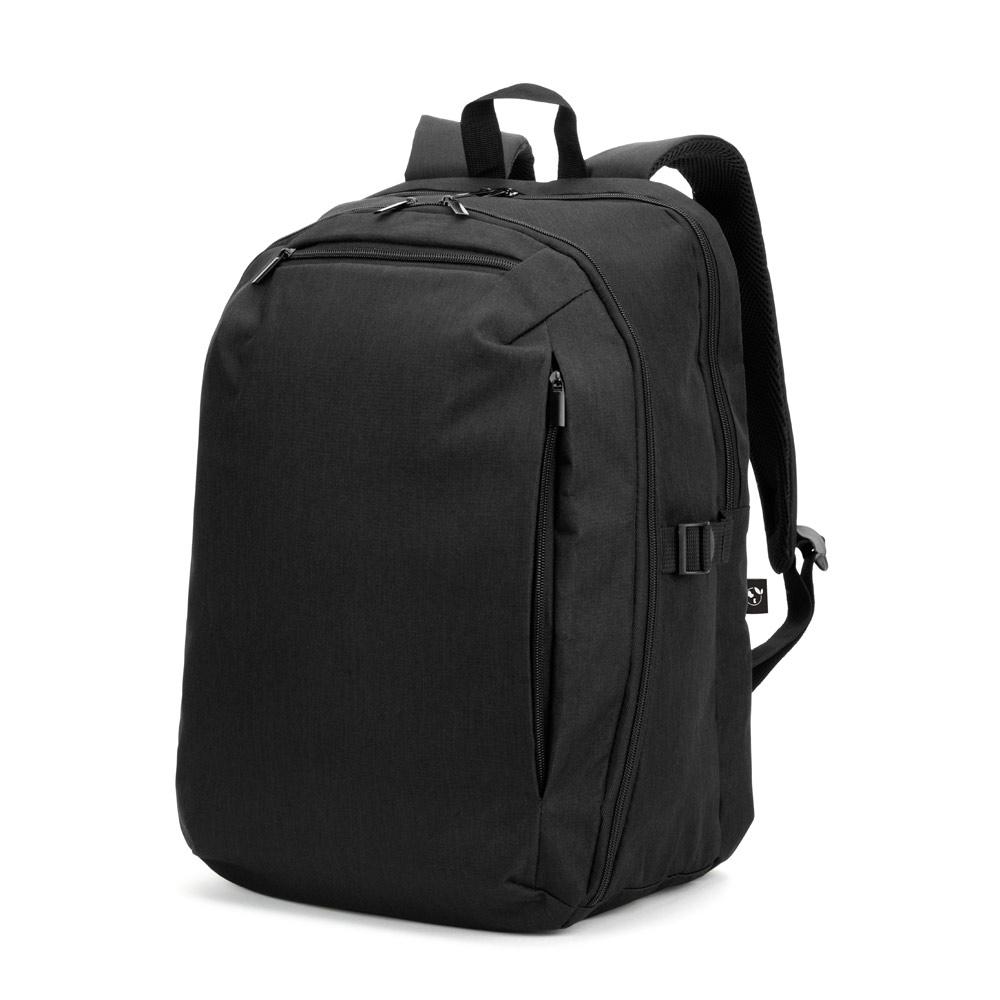 Rucsac Udine din poliester reciclat 300D, deschidere completă, 16'' Negru