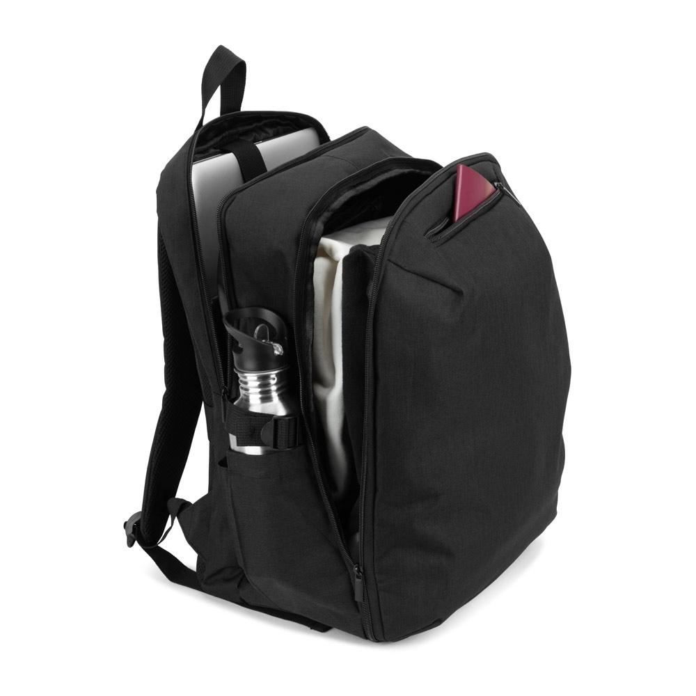 Rucsac Udine din poliester reciclat 300D, deschidere completă, 16'' Negru