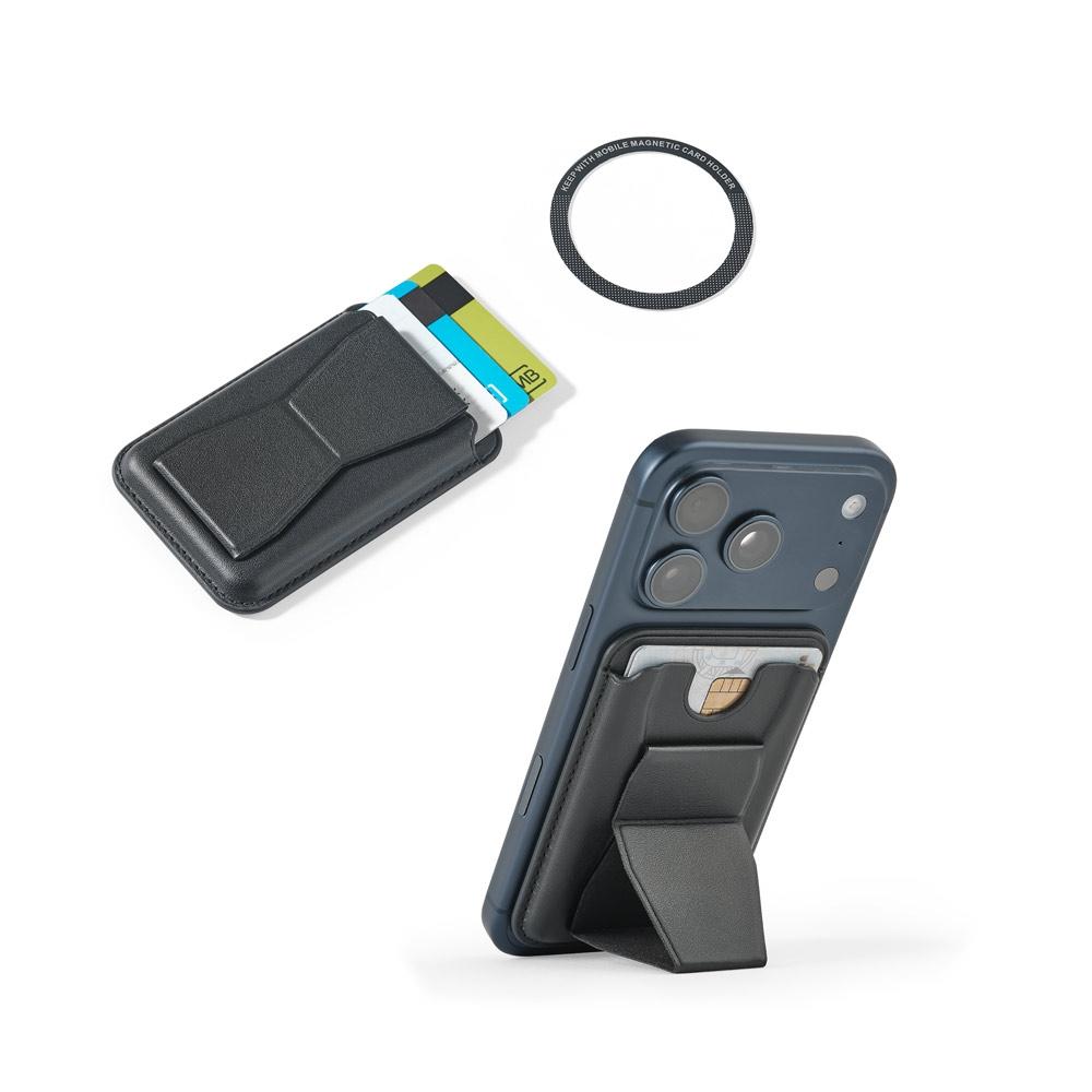 Suport magnetic pentru carduri din PU cu protecție RFID Connor Negru