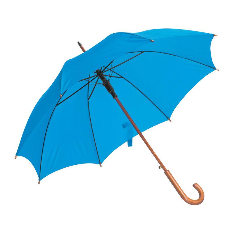 Umbrelă automată cu mâner din lemn Light Blue