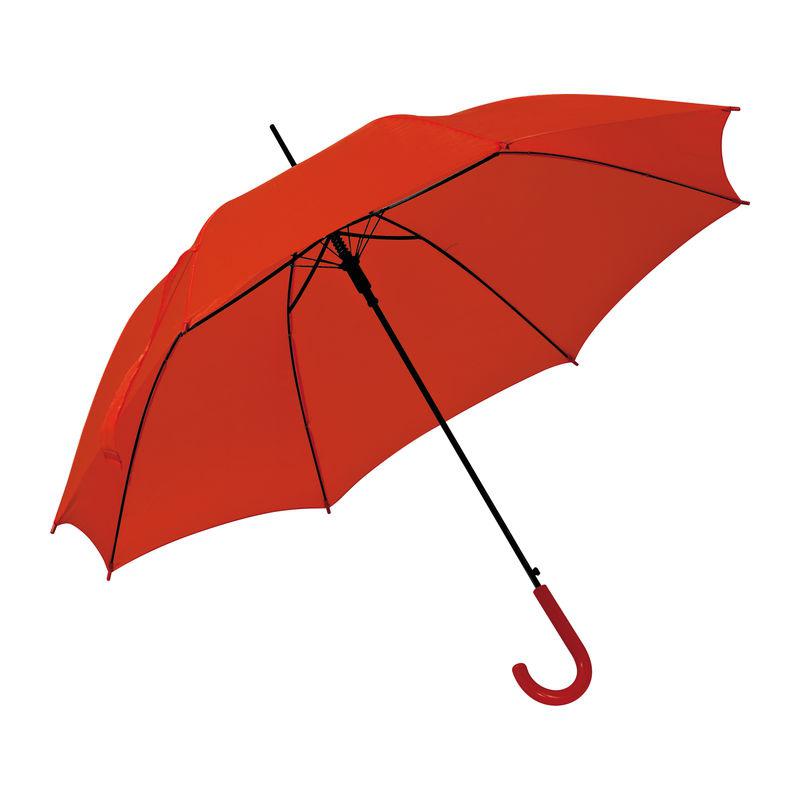 Umbrelă automată cu mâner din plastic Roșu
