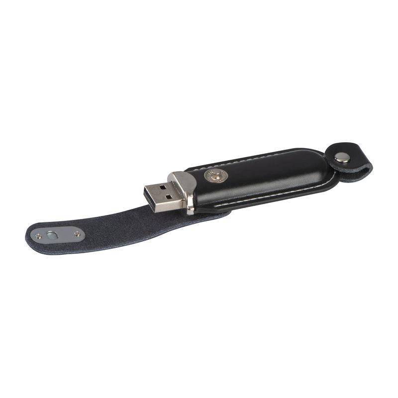 USB Stick carcasă din piele, 4 GB Negru