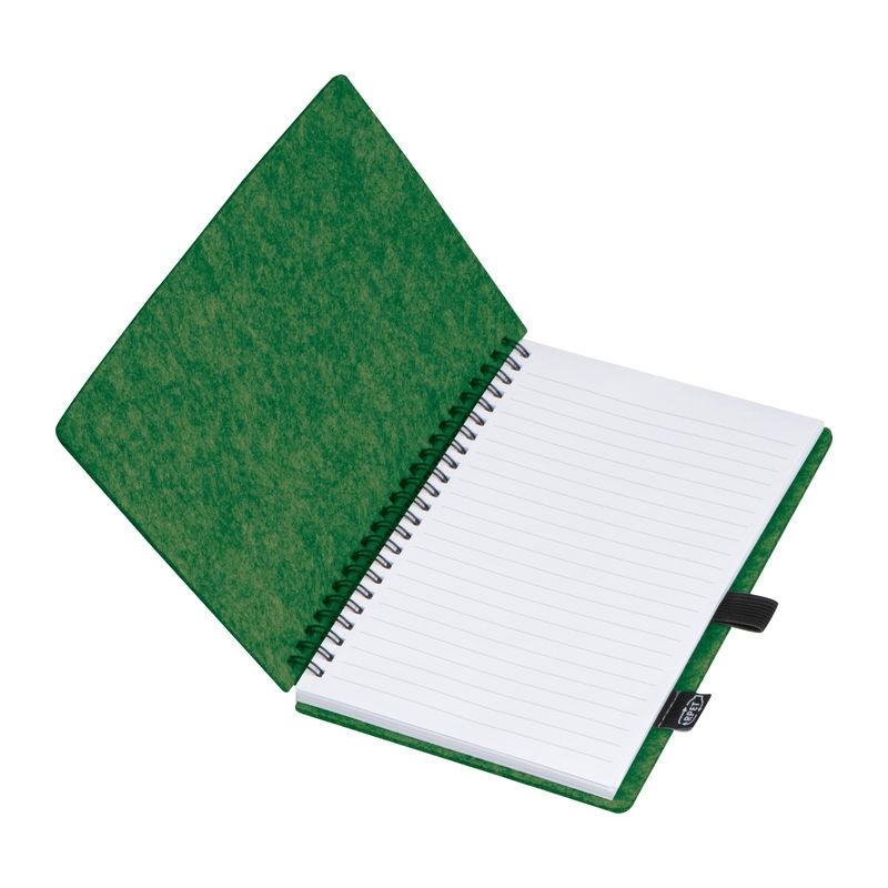 Caiet cu coperți din pâslă RPET Verde Inchis