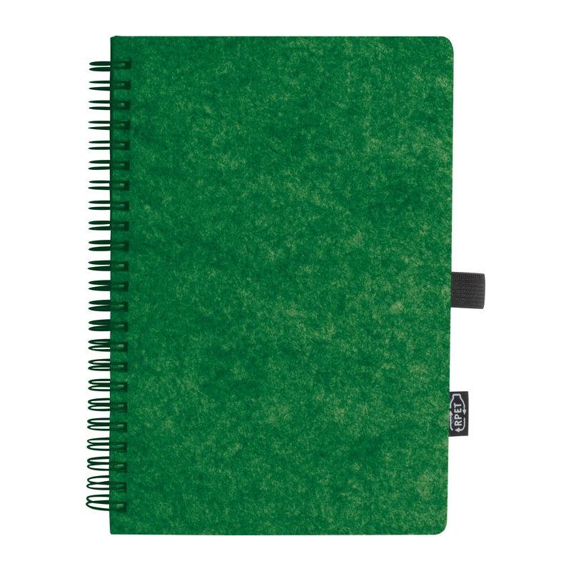 Caiet cu coperți din pâslă RPET Verde Inchis