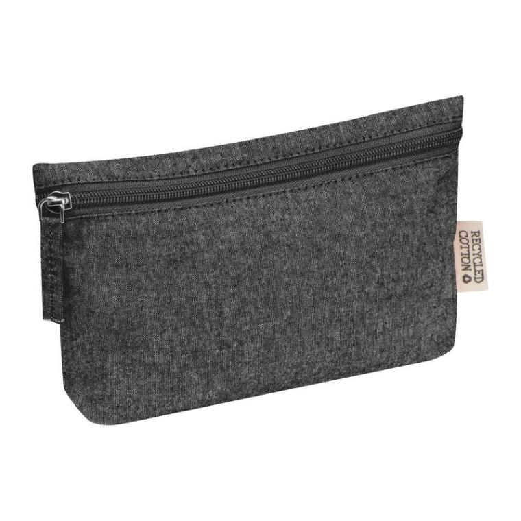 Etui din bumbac reciclat cu fermoar Negru