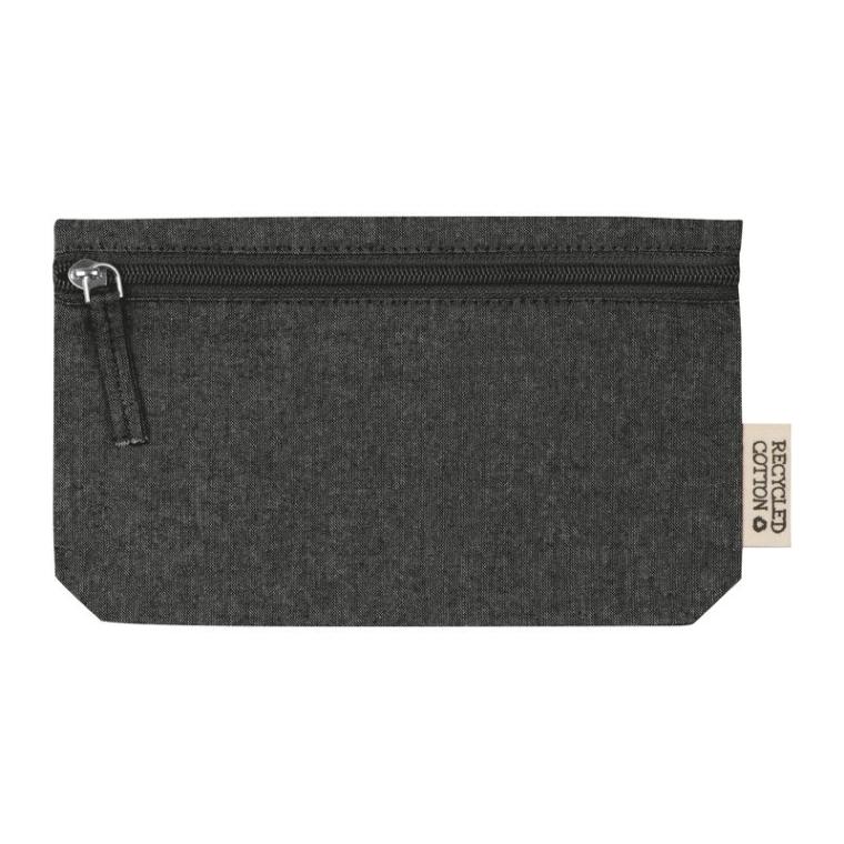 Etui din bumbac reciclat cu fermoar Negru