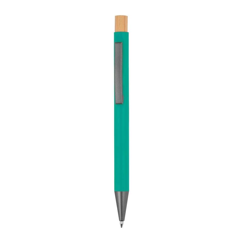 Pix din aluminiu reciclat cu buton din bambus Turquoise