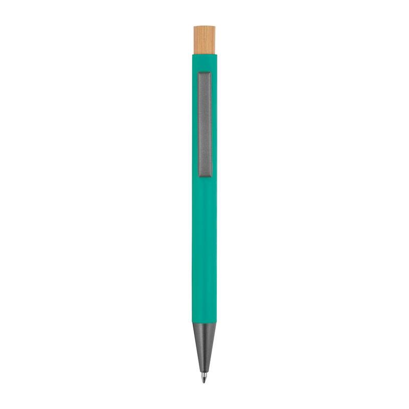 Pix din aluminiu reciclat cu buton din bambus Turquoise