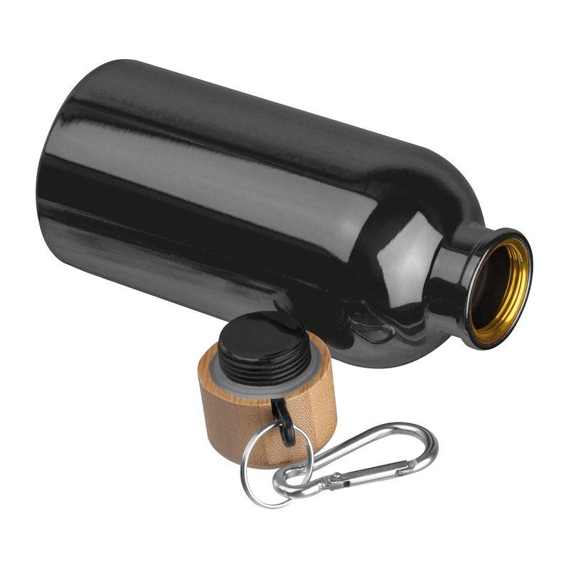 Sticlă din oțel inoxidabil cu carabină, 400 ml Negru