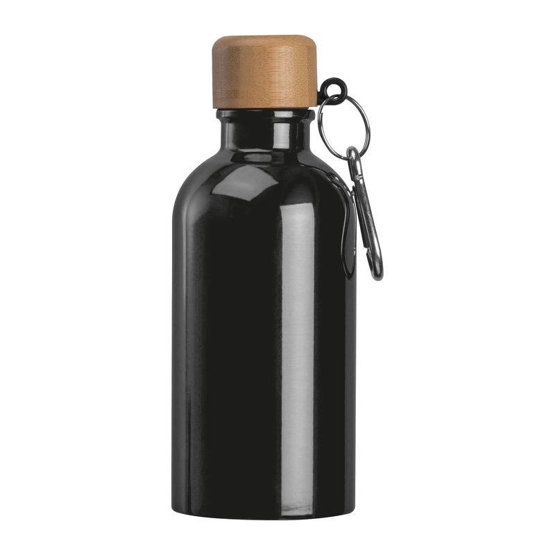 Sticlă din oțel inoxidabil cu carabină, 400 ml Negru