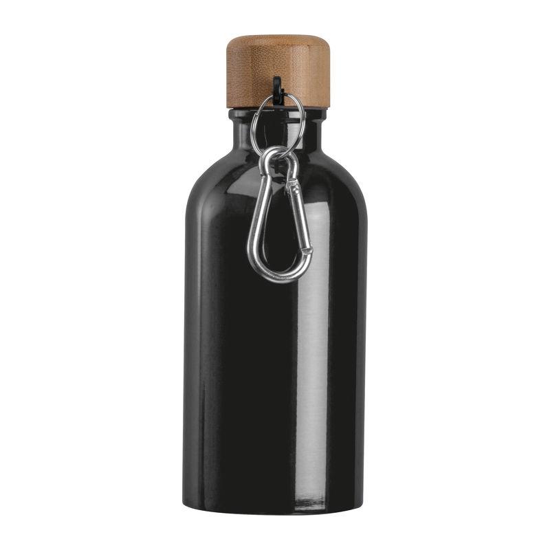 Sticlă din oțel inoxidabil cu carabină, 400 ml Negru