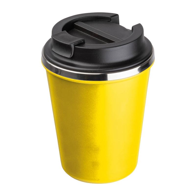 Pahar din oțel inoxidabil cu perete dublu, 350 ml Galben