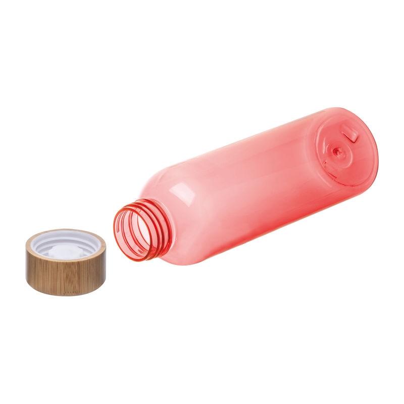 Sticlă de băut PET cu capac din bambus, 500 ml Roșu