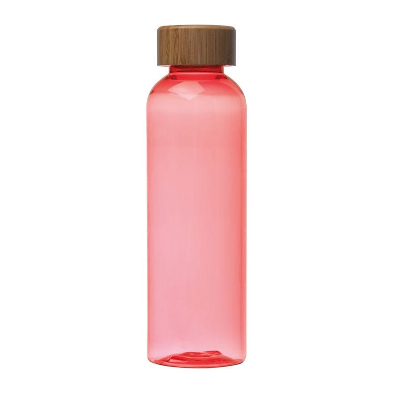 Sticlă de băut PET cu capac din bambus, 500 ml Roșu