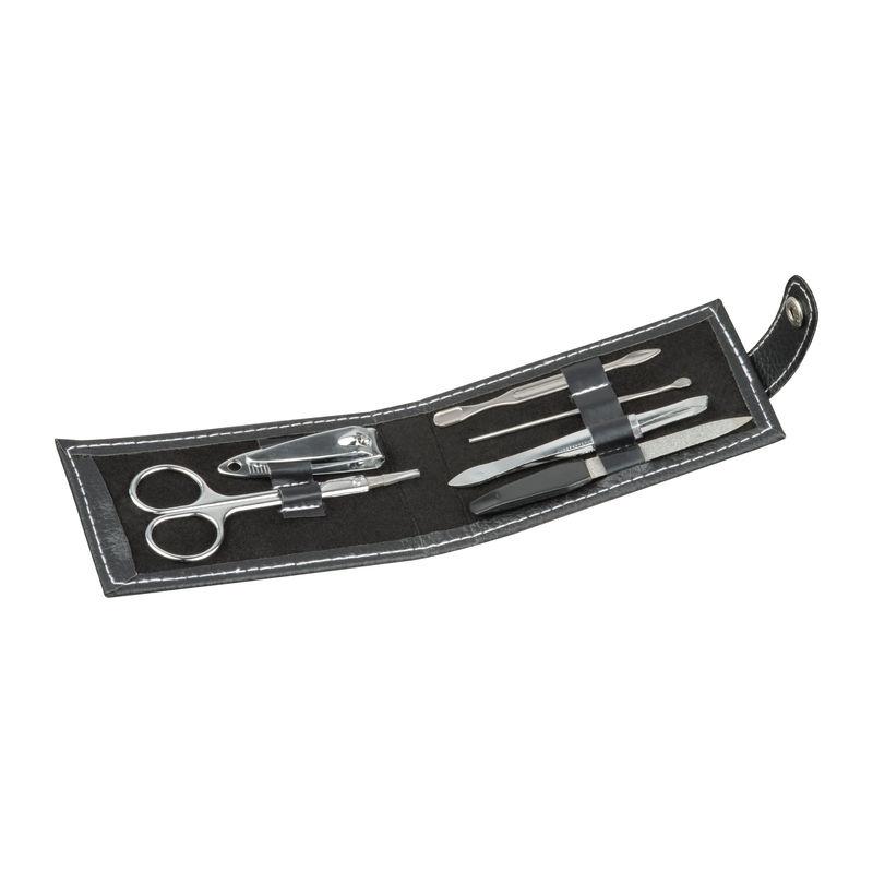 Set manichiură în etui de piele, 7 piese Negru