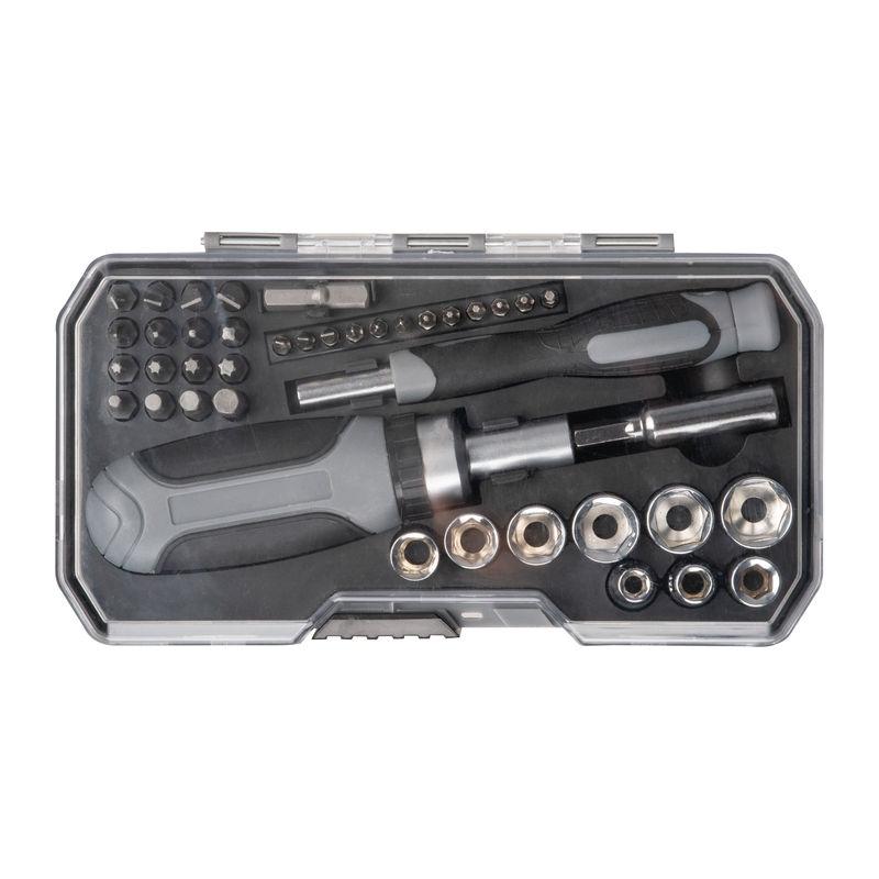 Set de unelte cu clichet, 41 piese Gri