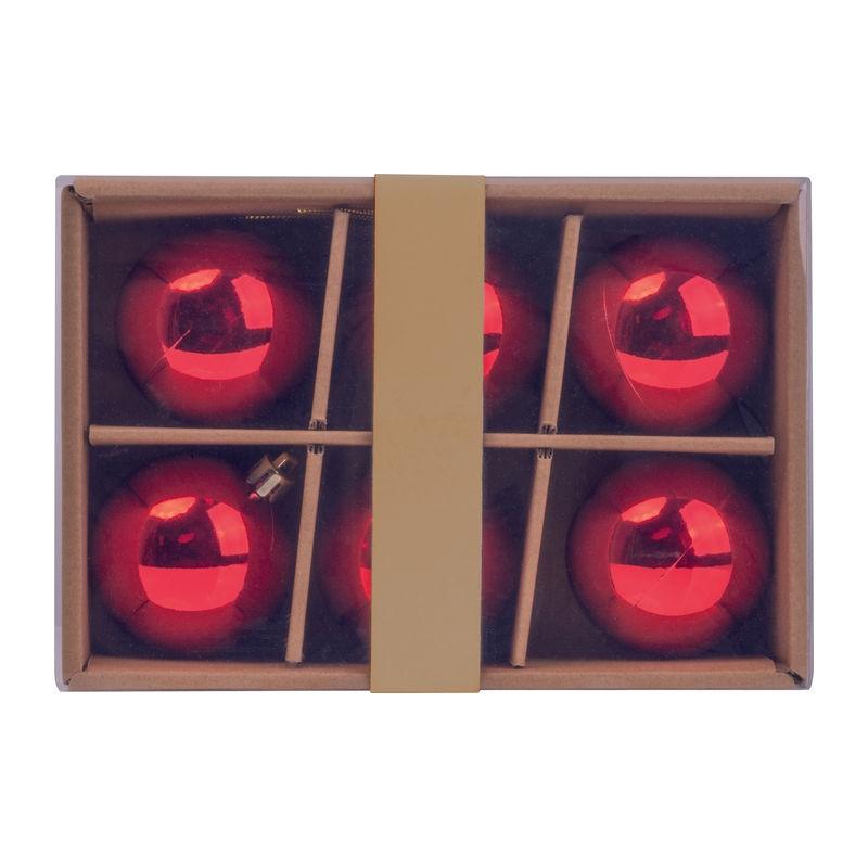 Set de 6 globuri de Crăciun Roșu