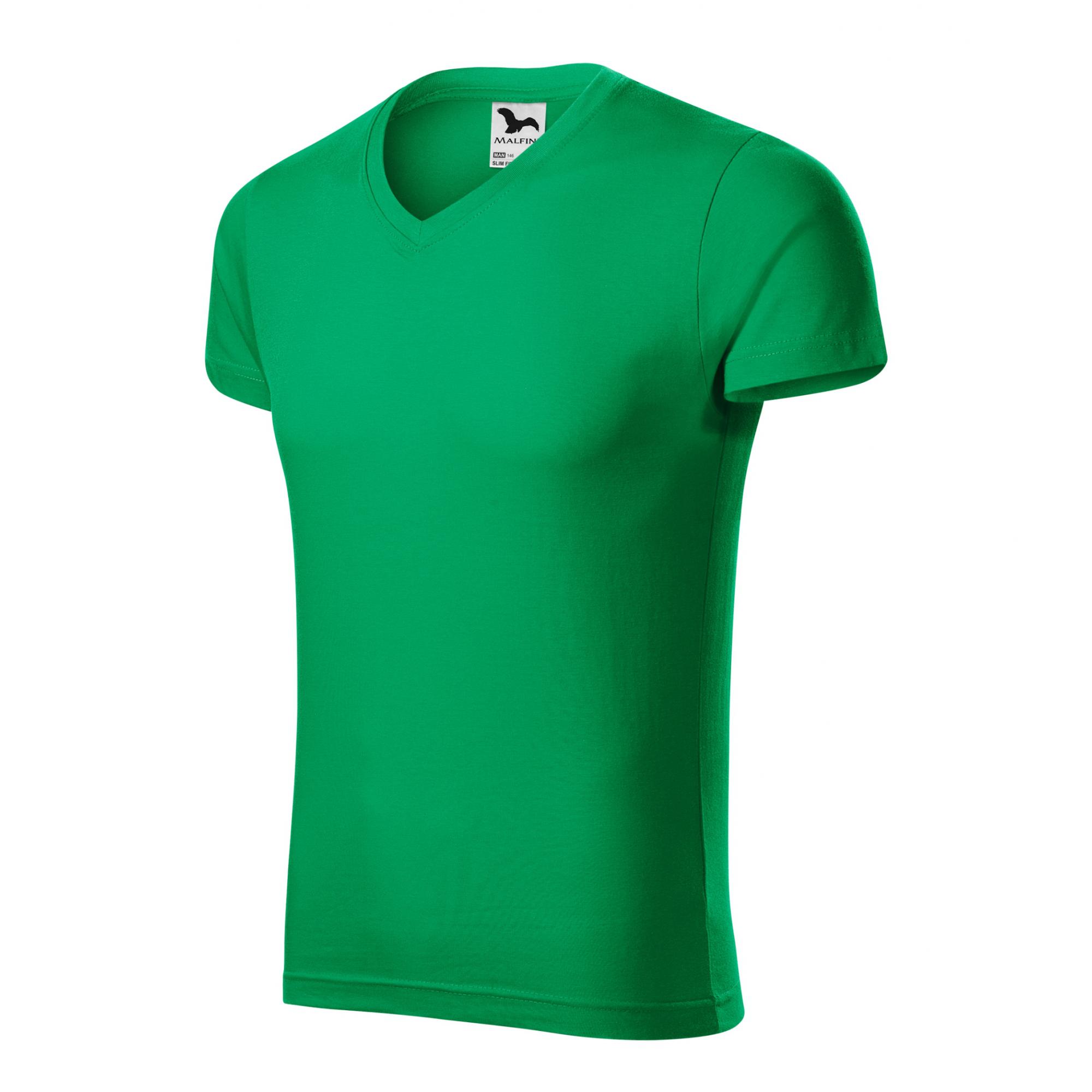 Tricou pentru bărbaţi Slim Fit V-neck 146 Verde mediu L